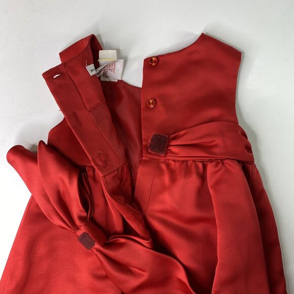 Maggie & Zoe Baby Girls Red Dress 18 Months Rosettes Bow Party Holiday Christmas - Picture 3 of 12